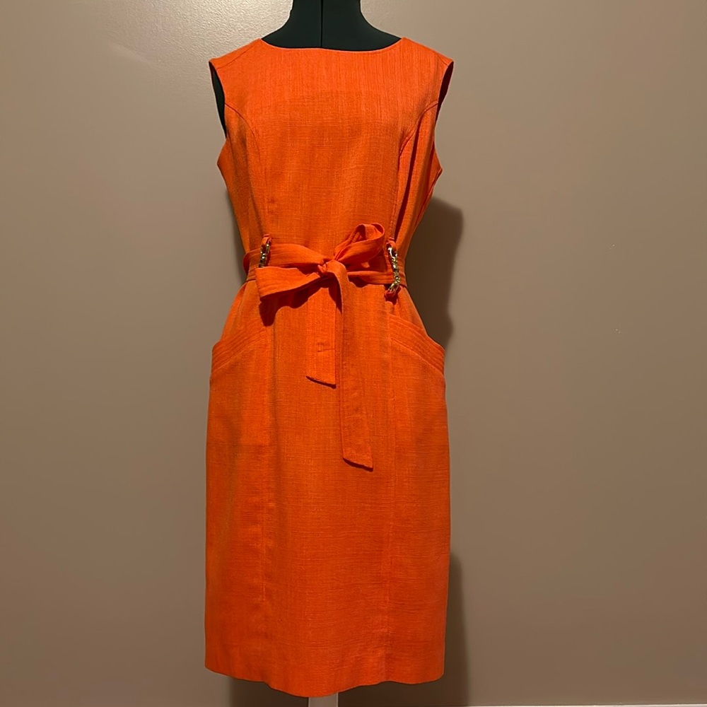 Sandra Darren orange dress Size 4, includes belt